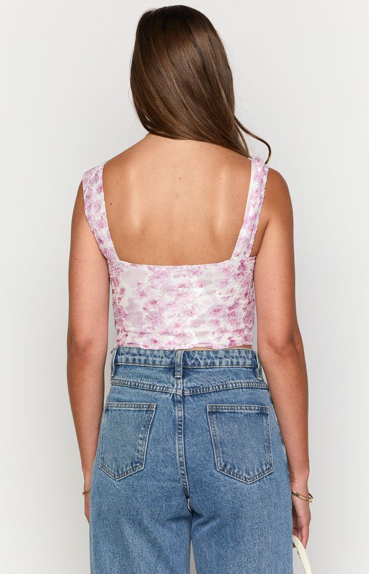 Vida Pink Lace Bow Top Girls Product Image