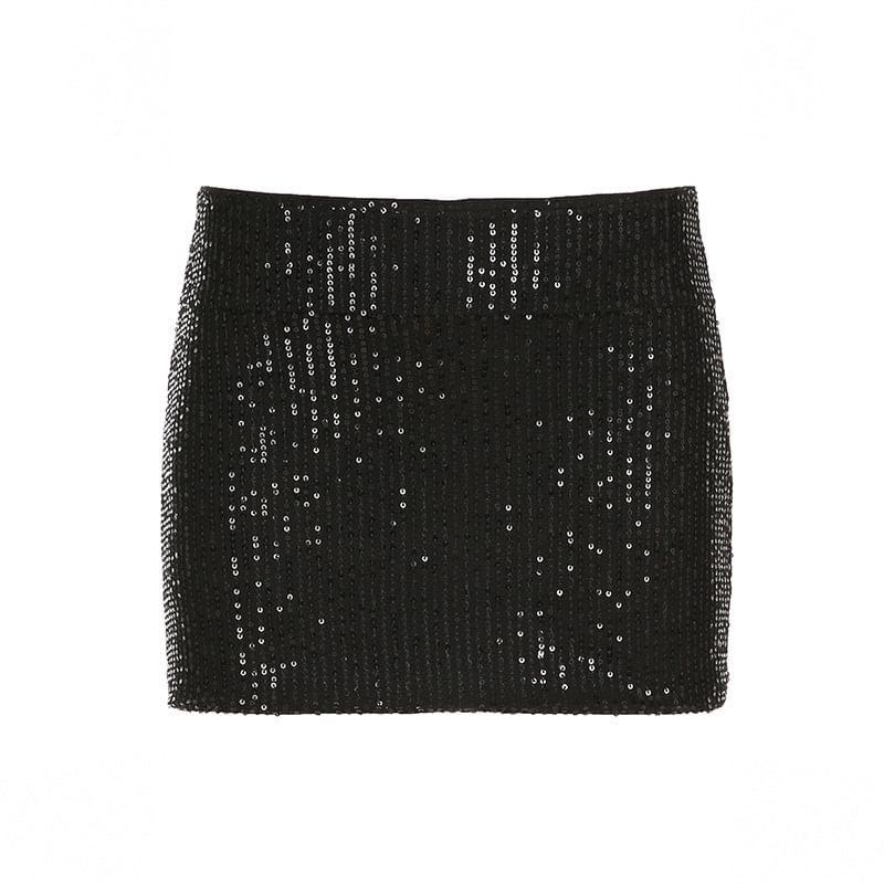Low Waist Glitter Mini Pencil Skirt Product Image