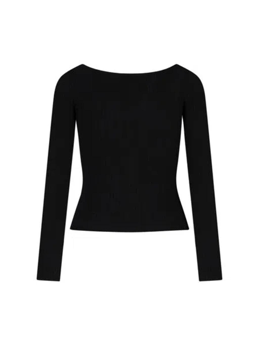 COURRÈGES Raffia V-neck Jumper In Navy Blue For Women In Black Product Image