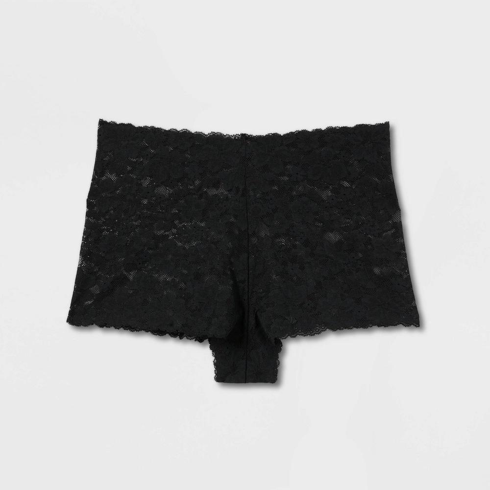 Women's Allover Lace Boy Shorts Underwear - Auden™ Black M: Mid Rise, Cotton Gusset, Lightweight Fabric Product Image