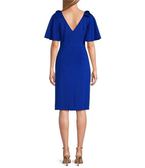 Jessica Howard Short Sleeve Boat Neck Bow Detail Ruched Sheath Dress Product Image