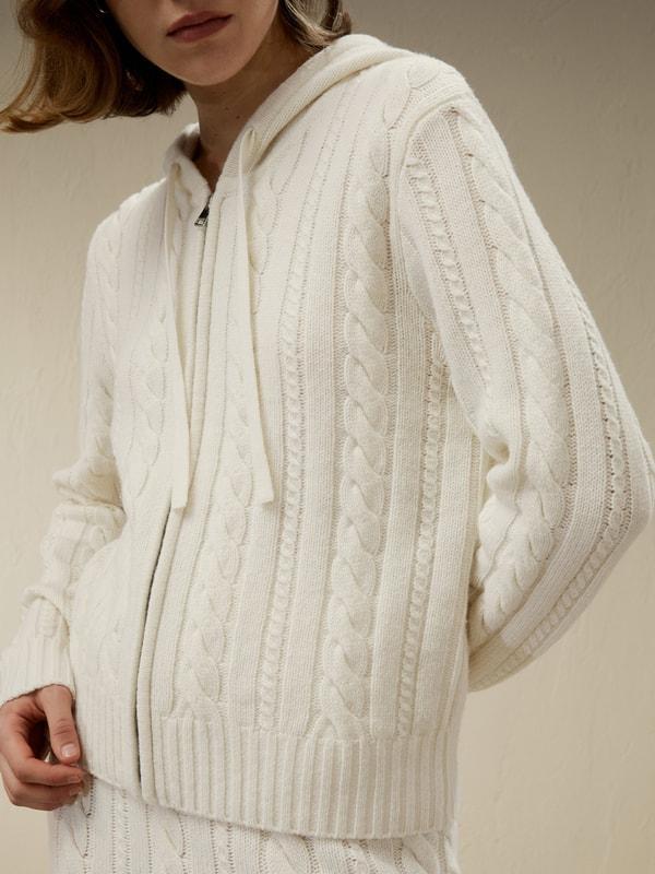 Bela Cable-Knit Wool-Cashmere Blend Hoodie Product Image