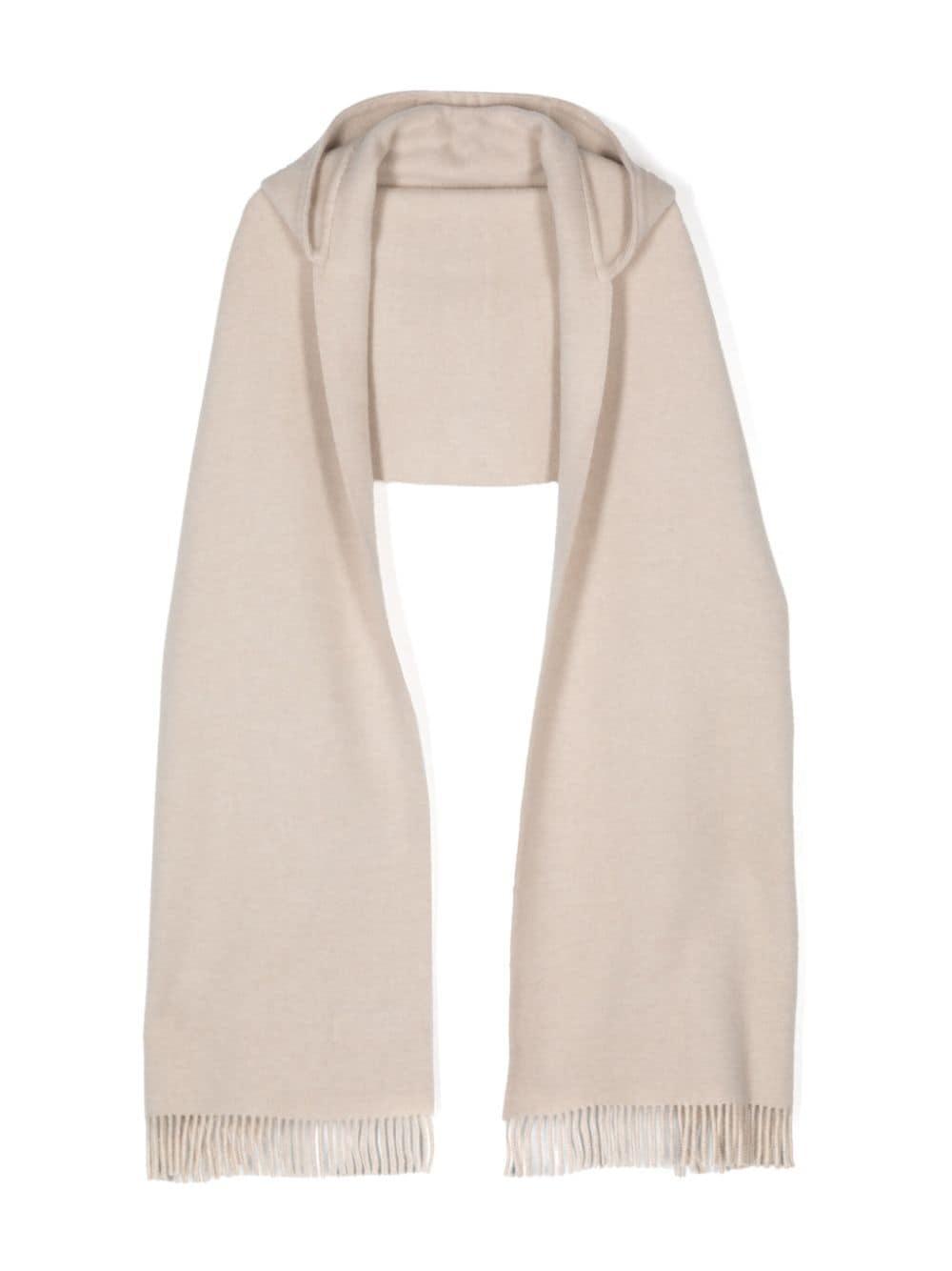 BRUNELLO CUCINELLI Cashmere Blend Hooded Scarf In Beige Product Image