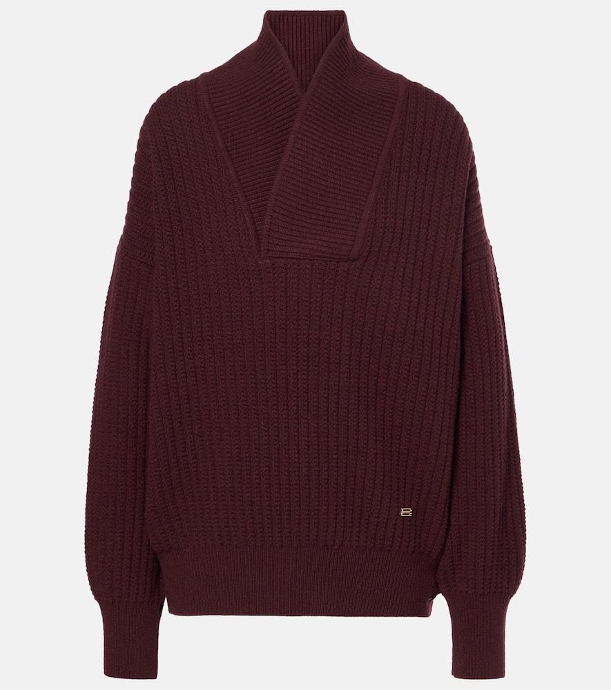 VICTORIA BECKHAM Shawl Neck Sweater In Red Product Image