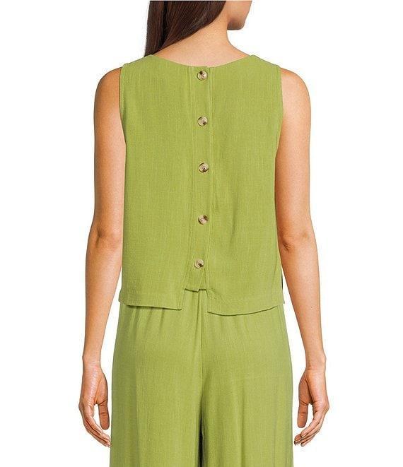 Sadie & Sage Linen Sleeveless Button Back Coordinating Crop Top Product Image