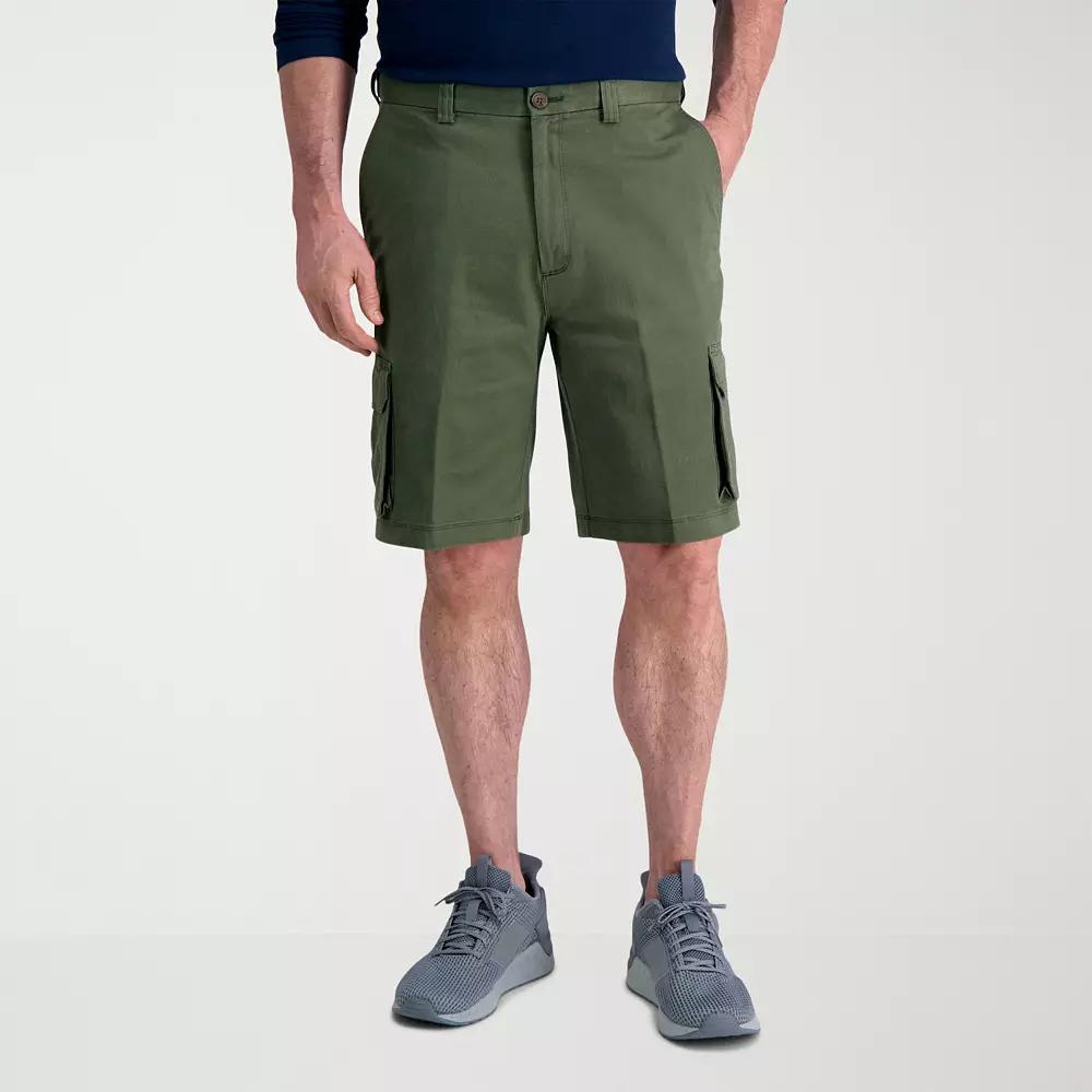 Men's Haggar® 10" Straight-Fit Stretch Cargo Flat-Front Shorts, Size: 44, Green Product Image