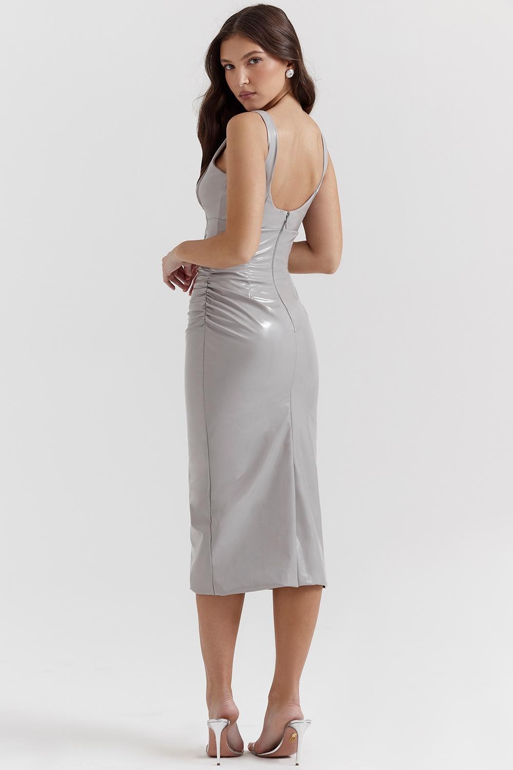 Madeleine  violet ice vinyl midi dress - sale Product Image