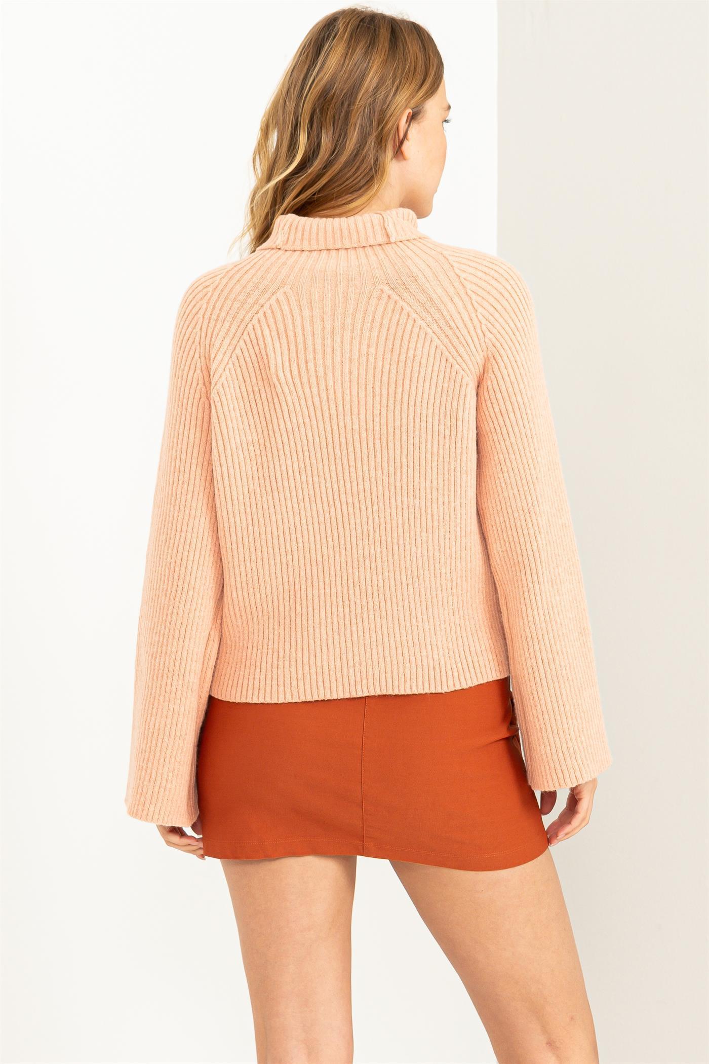 Feeling Inspired Mock Neck Ribbed Sweater Product Image