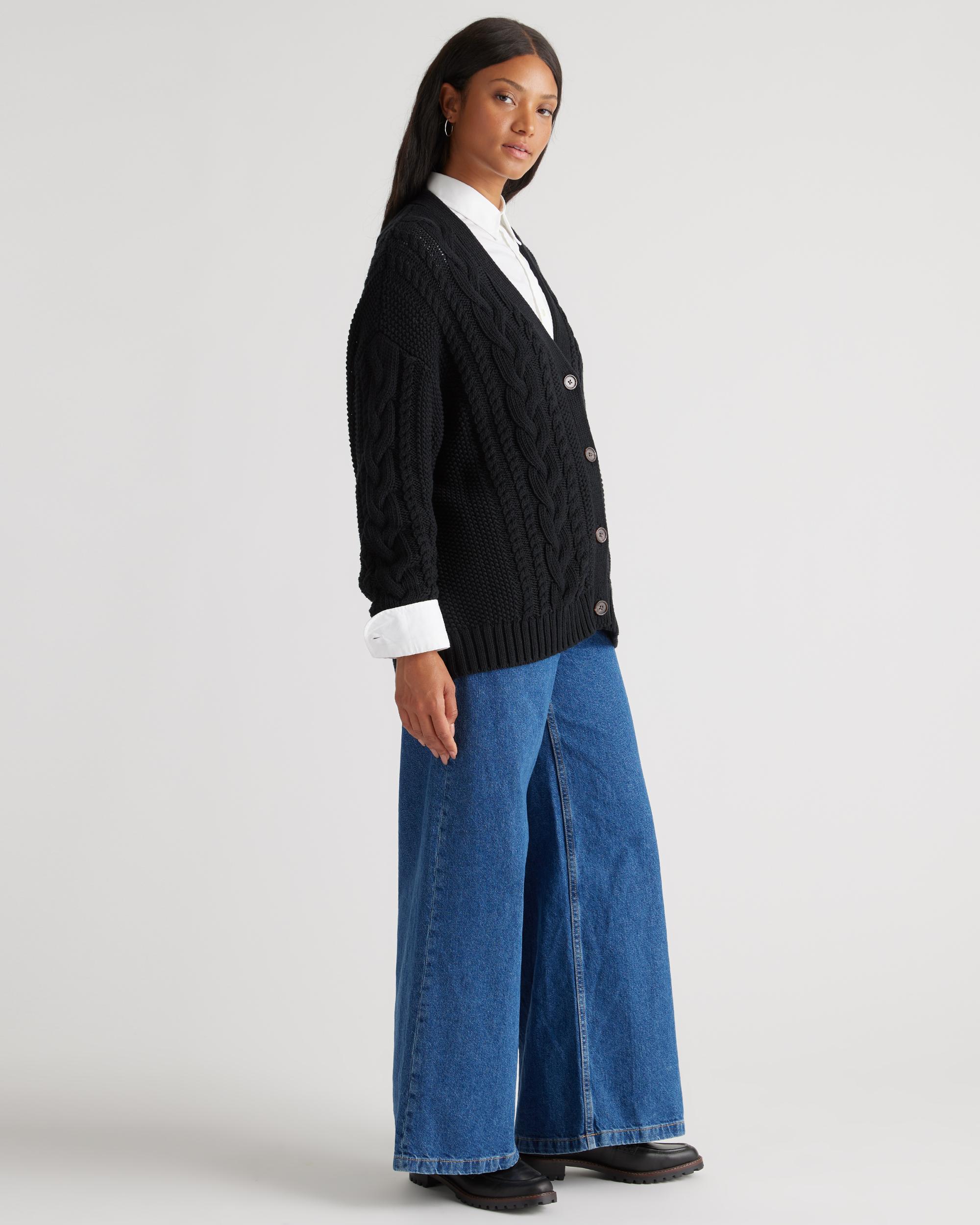 Quince | Women's OverSized Cable Cardigan Sweater Organic Cotton Product Image