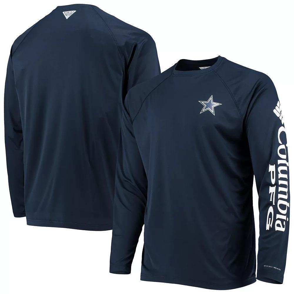 Men's Columbia Navy Dallas Cowboys Terminal Tackle Omni-Shade Raglan Long Sleeve T-Shirt, Size: Small, Blue Product Image