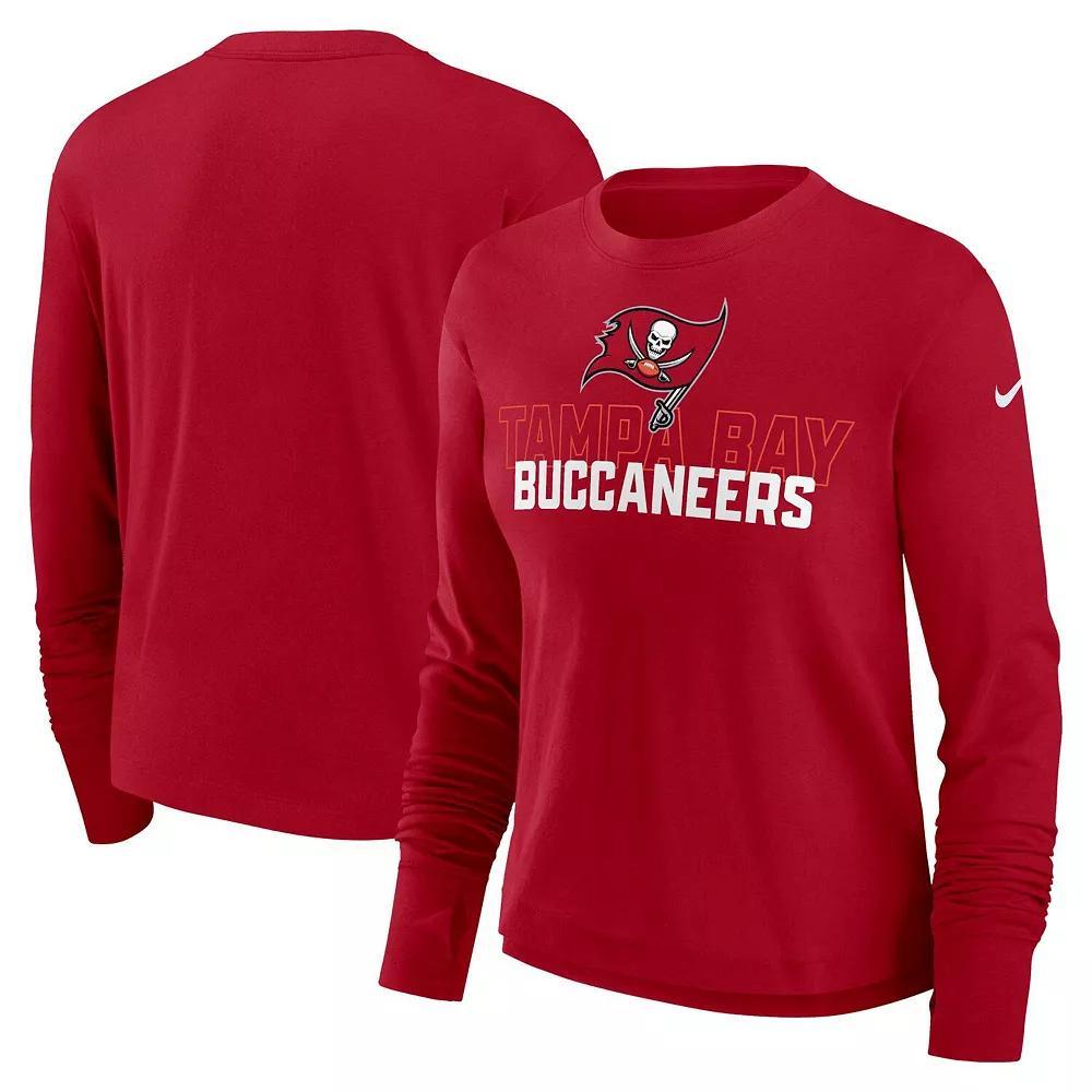 Women's Nike Red Tampa Bay Buccaneers Modest Crop Performance Long Sleeve T-Shirt, Size: XL Product Image