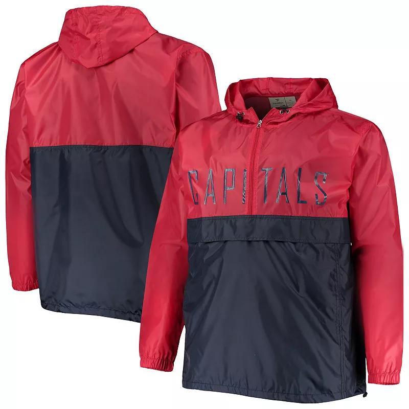 Men's Red Washington Capitals Big & Tall Anorak Half-Zip Pullover Hoodie, Size: 3XLT Product Image