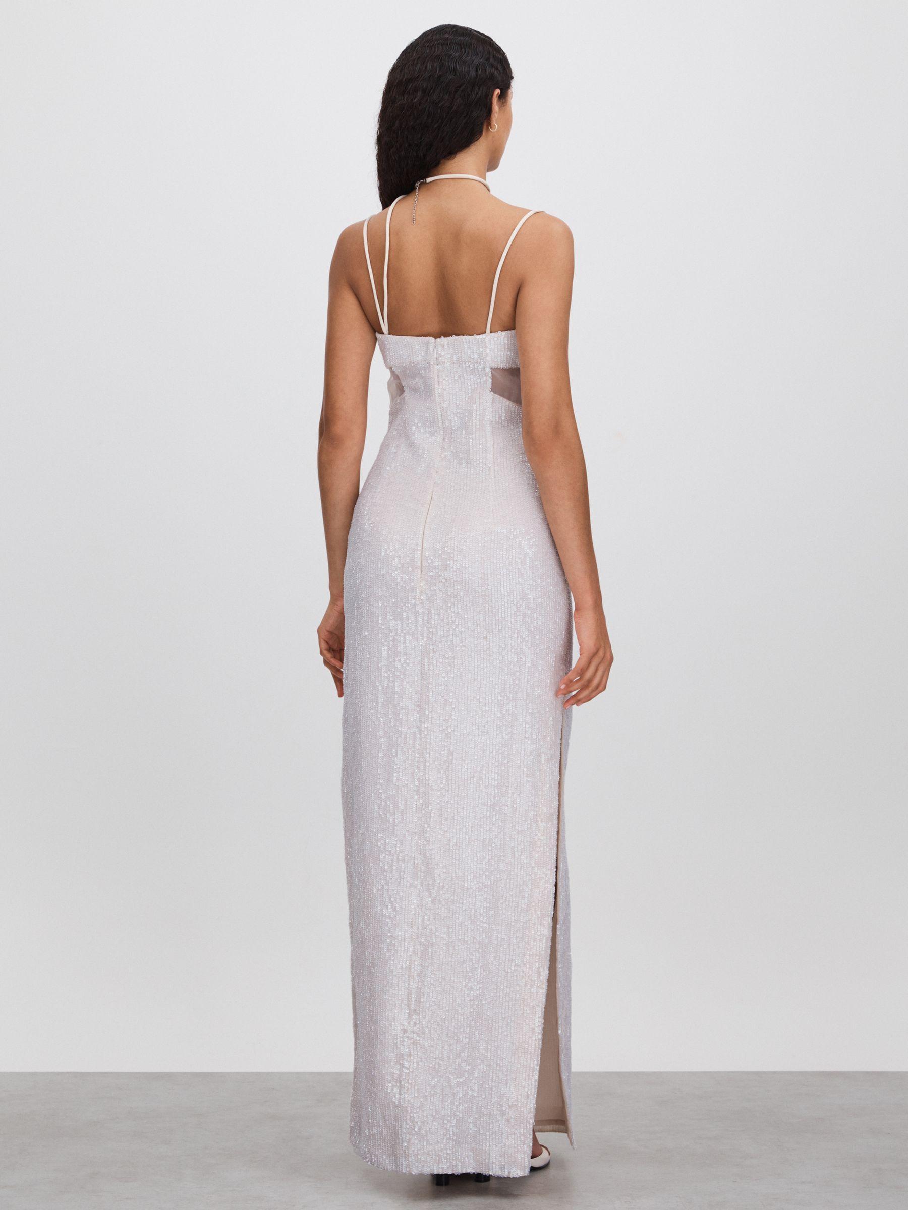 Rachel Gilbert Sequin Cut Out Maxi Dress in White Product Image