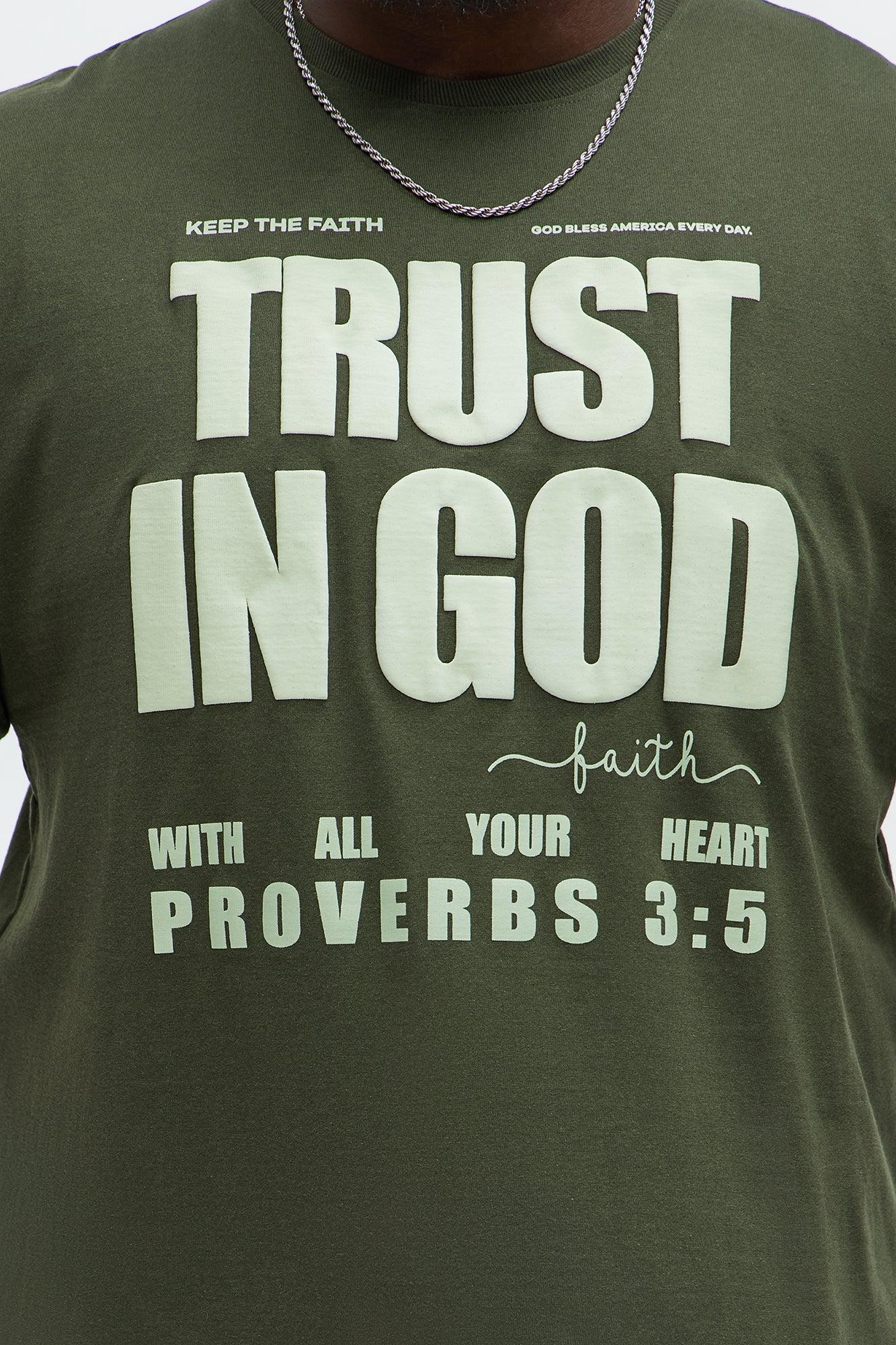 Proverbs 3:5 Short Sleeve Tee - Dark Olive Product Image