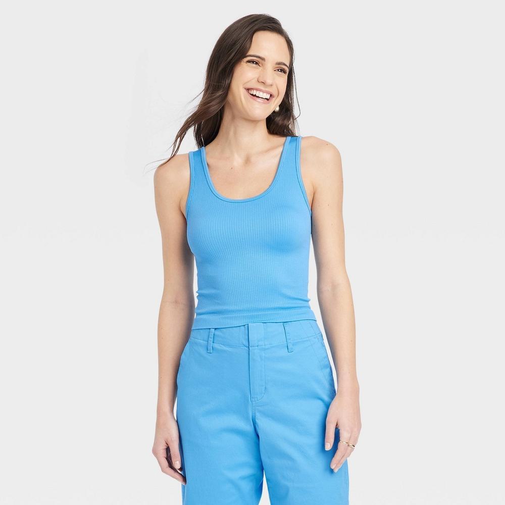 Womens Seamless Slim Fit Tank Top - A New Day Blue M Product Image