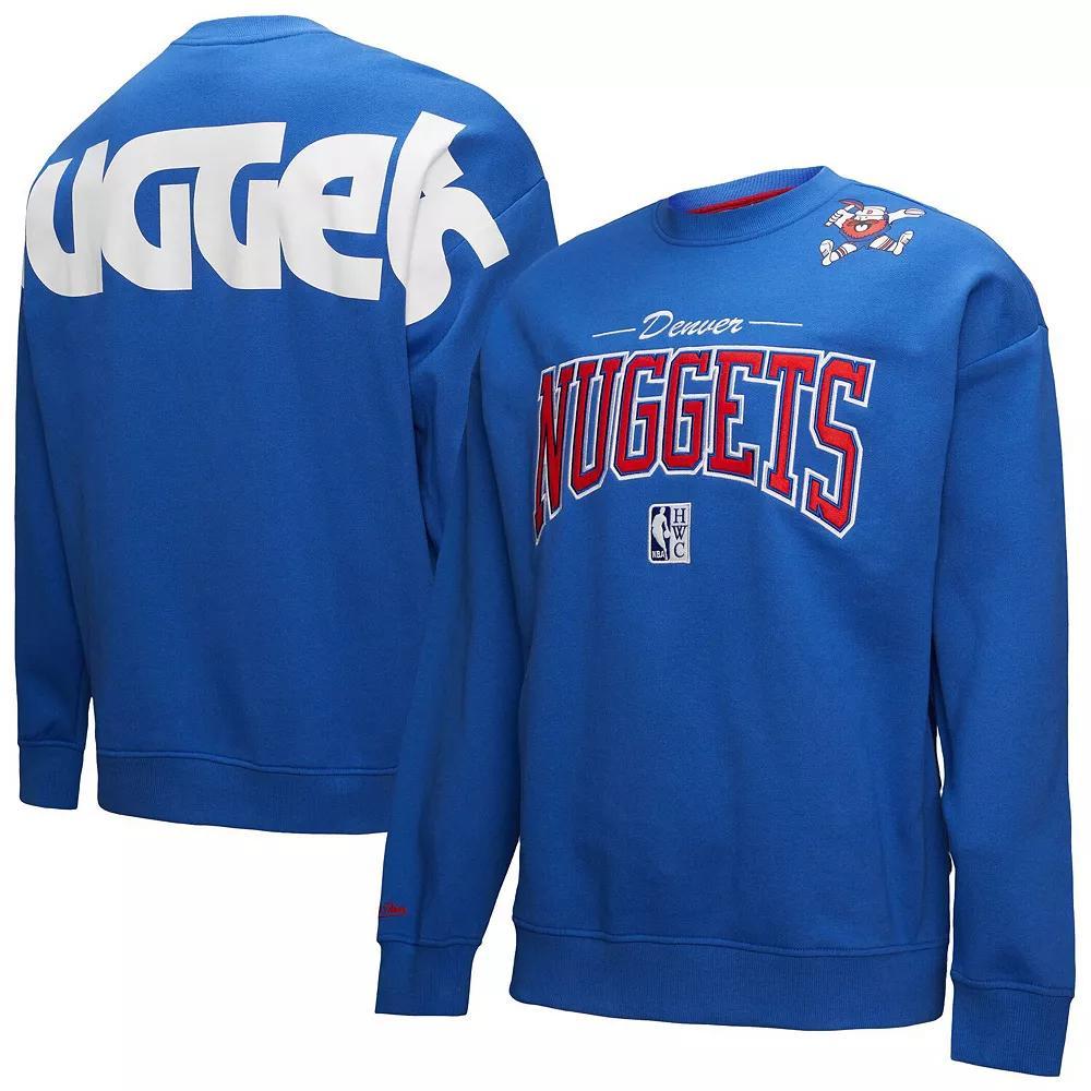 Men's Mitchell & Ness Royal Denver Nuggets Hardwood Classics There & Back 2.0 Vintage Pullover Sweatshirt, Size: Small, Nug Blue Product Image
