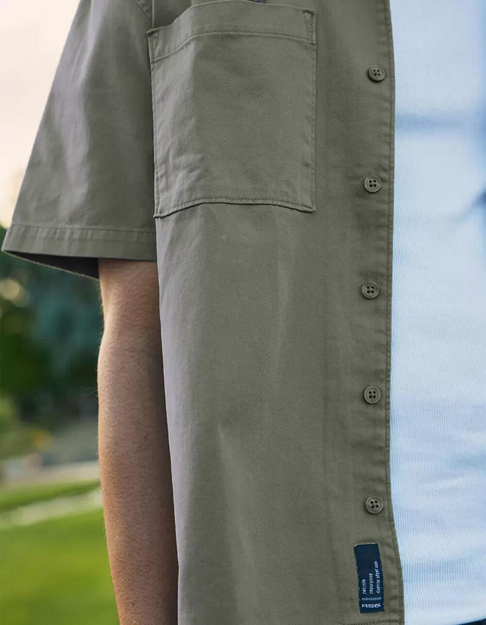 RSQ Mens Washed Twill Camp Shirt - OLIVE Product Image