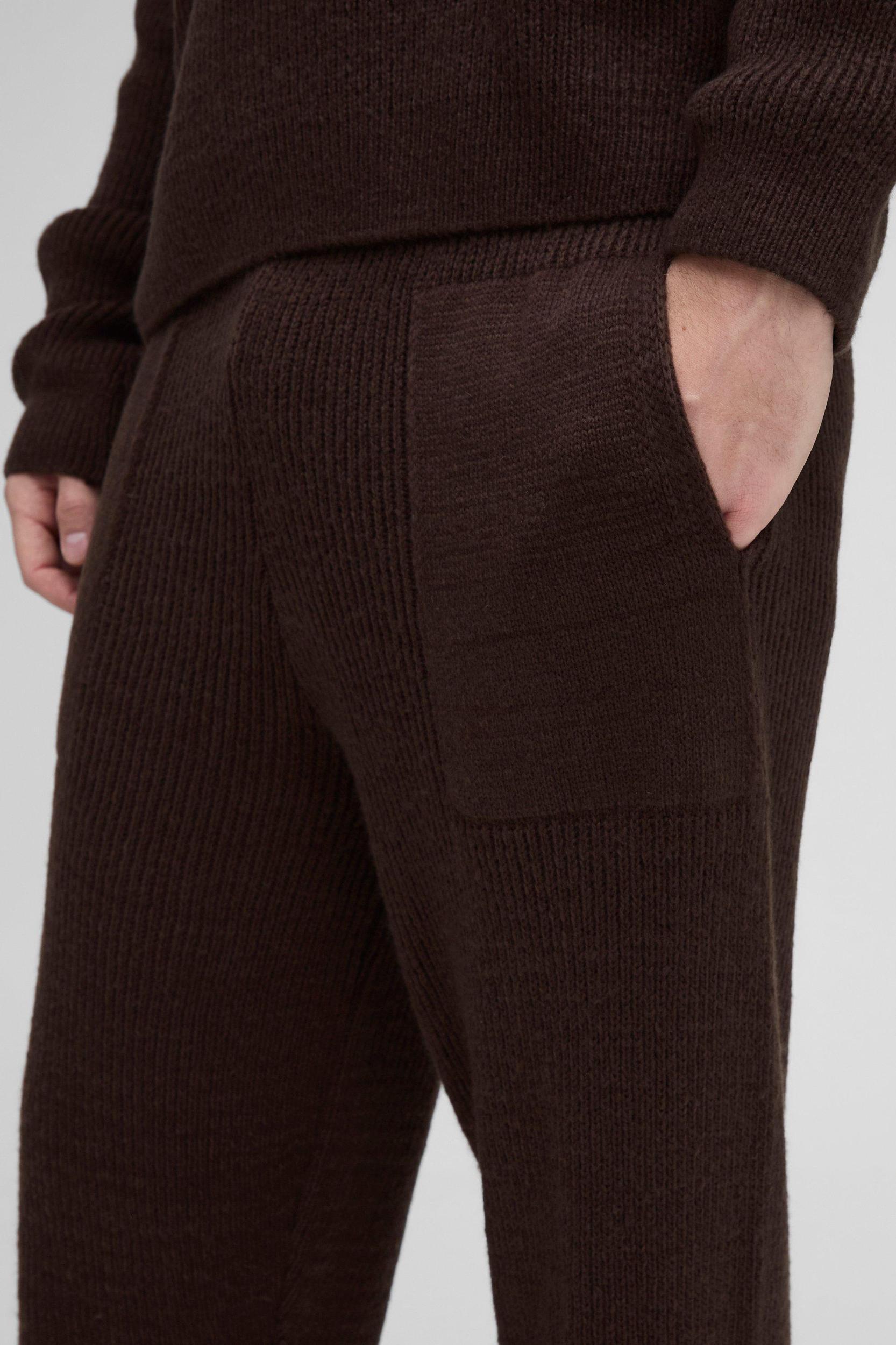 Relaxed Split Hem Brushed Rib Knitted Sweatpants | boohooMAN USA Product Image