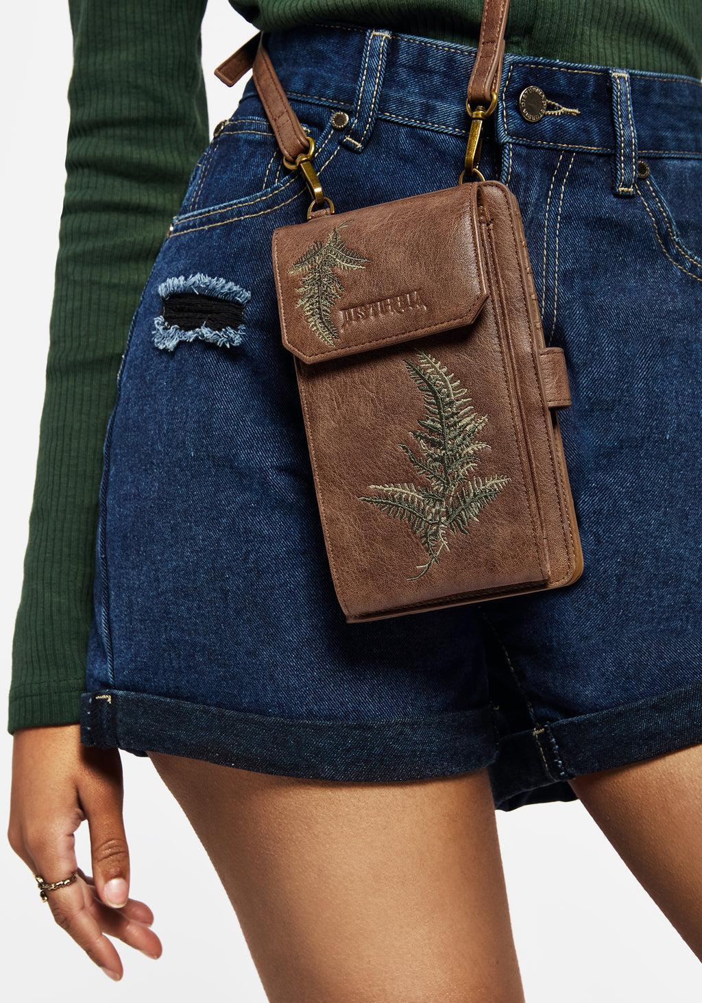 Fern Embroidered Crossbody Phone Bag Product Image