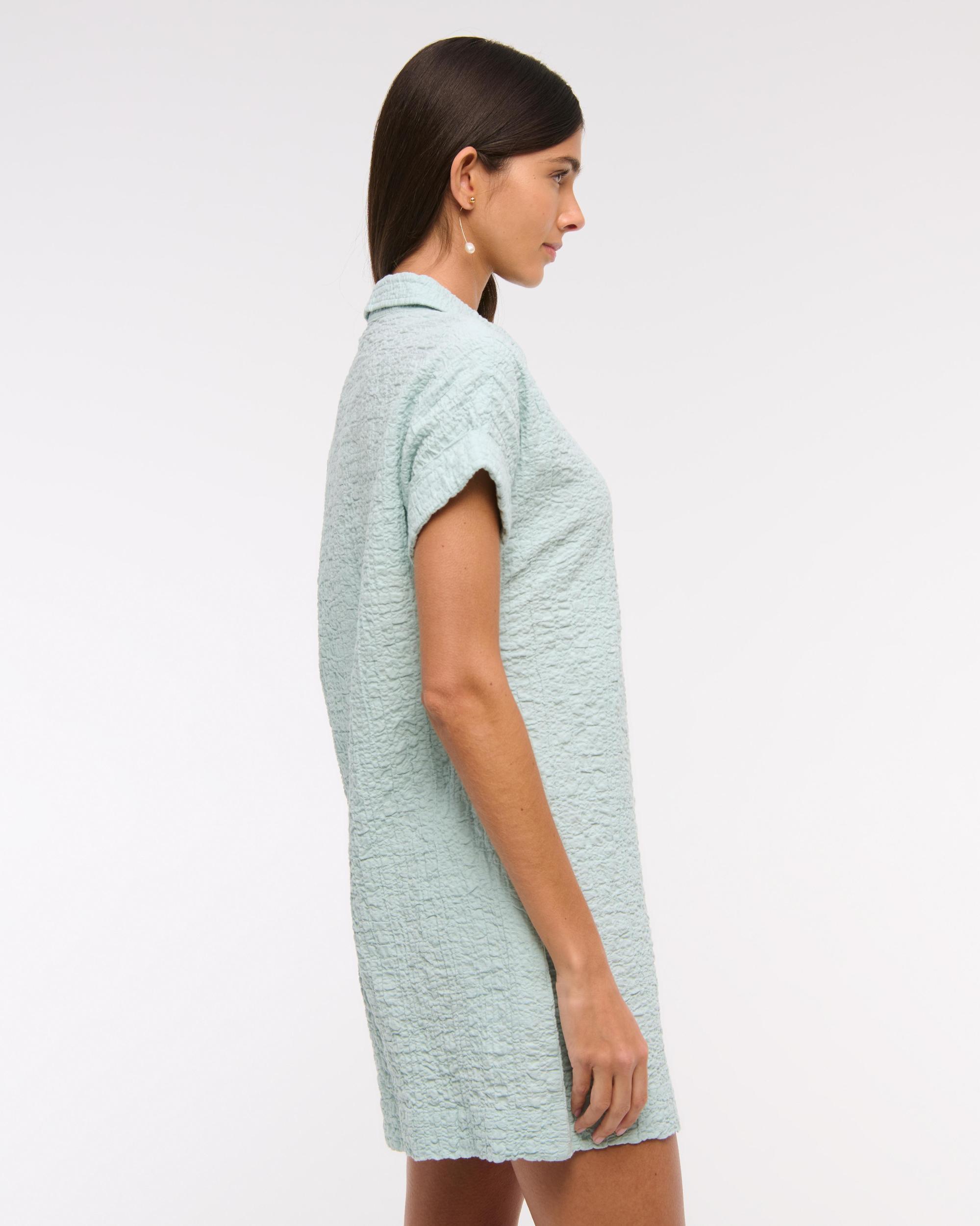 Textured Mini Shirt Dress Product Image