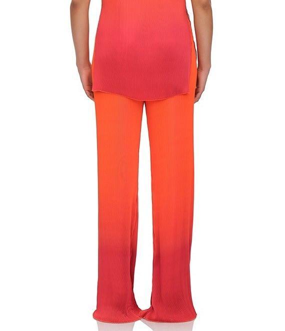 Andrea Iyamah Atti Pleated Ombre Plisse Straight Leg Pants Product Image