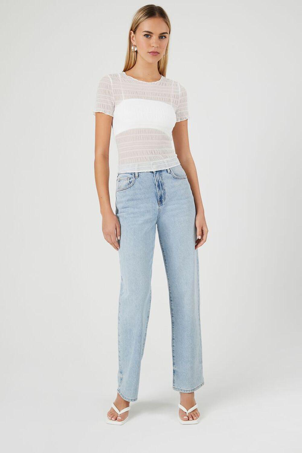 Sheer Mesh Lettuce-Edge Tee | Forever 21 Product Image