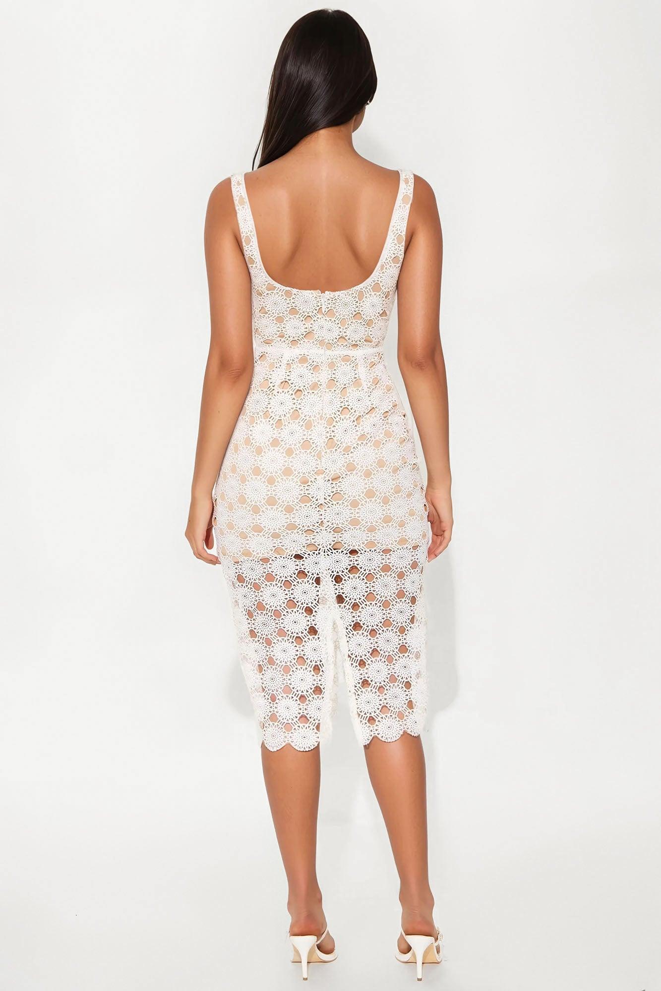 By The Sea Crochet Midi Dress - White Product Image
