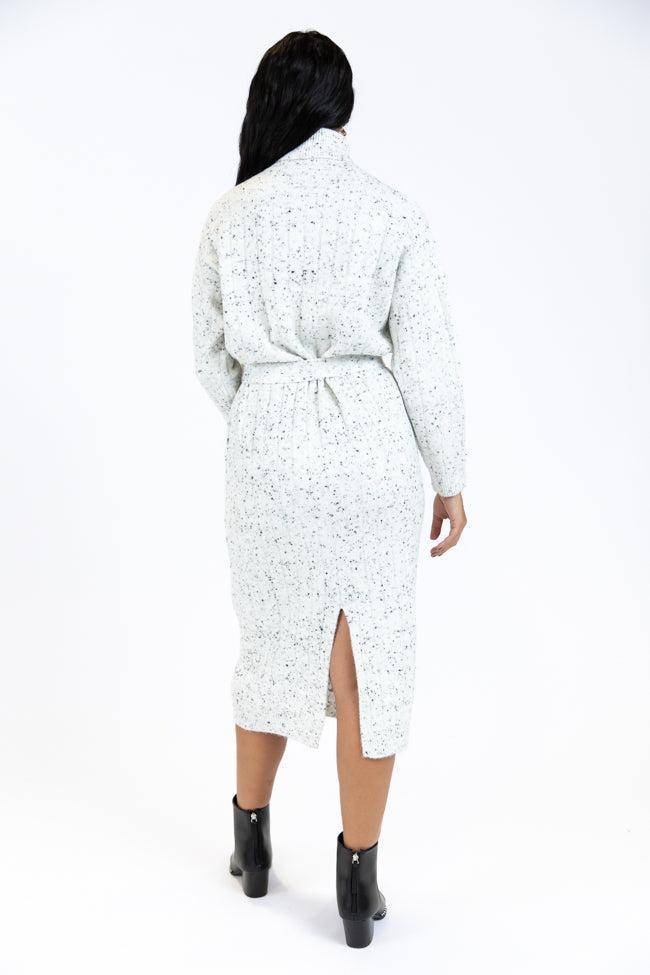 Belong To Me Grey Slub Knit Belted Midi Dress FINAL SALE Product Image