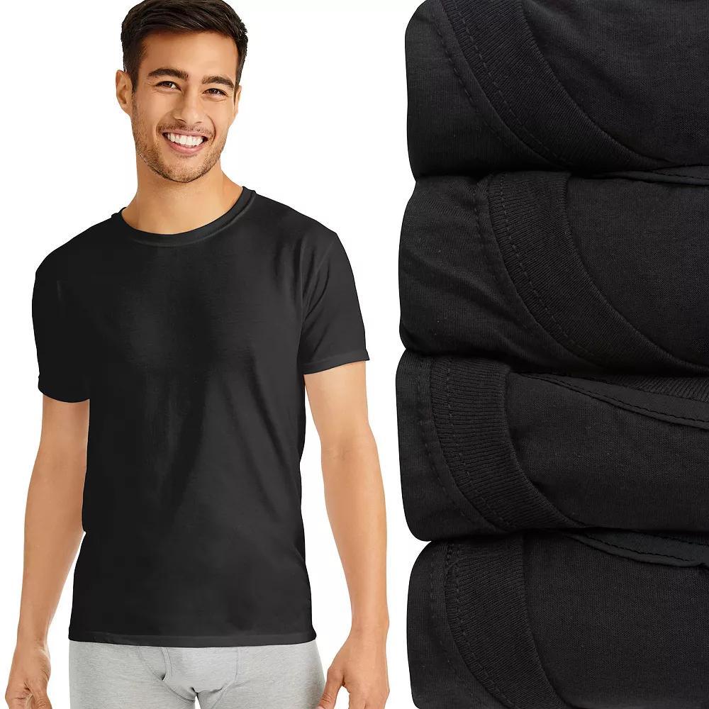 Hanes Ultimate 4-Pack Men's Slim-Fit Crewneck Undershirt, Size: Medium, Black Product Image