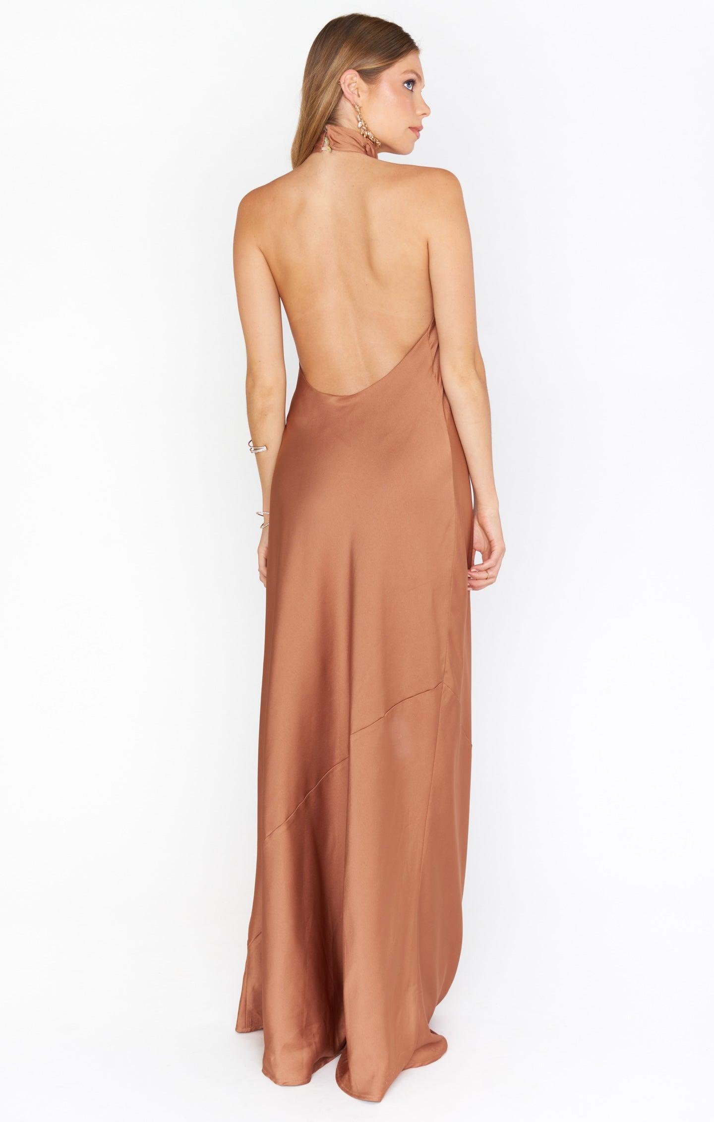 Jasmine Halter Maxi Dress ~ Deep Emerald Luxe Satin Product Image