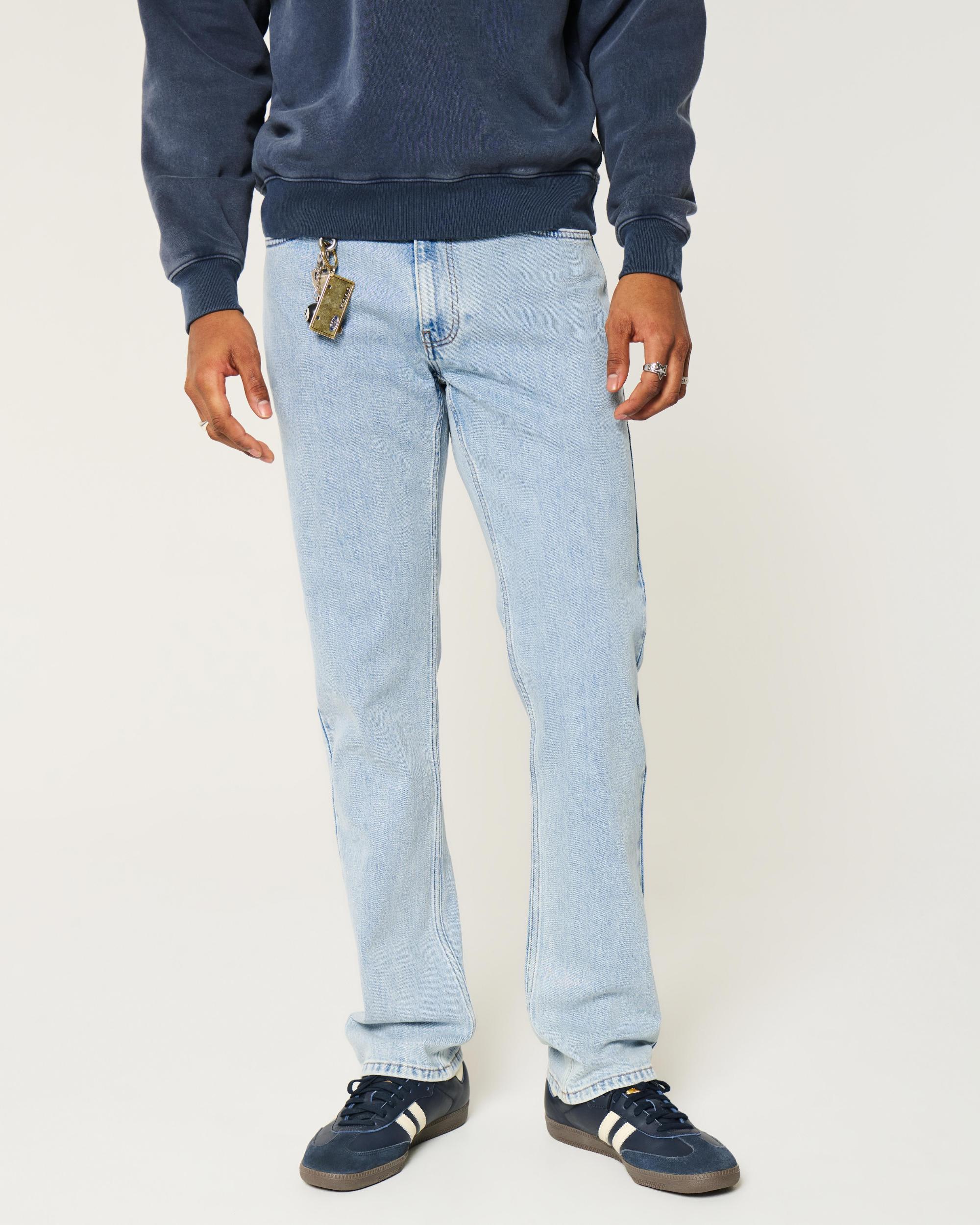 Light Wash Slim Straight Jeans Product Image