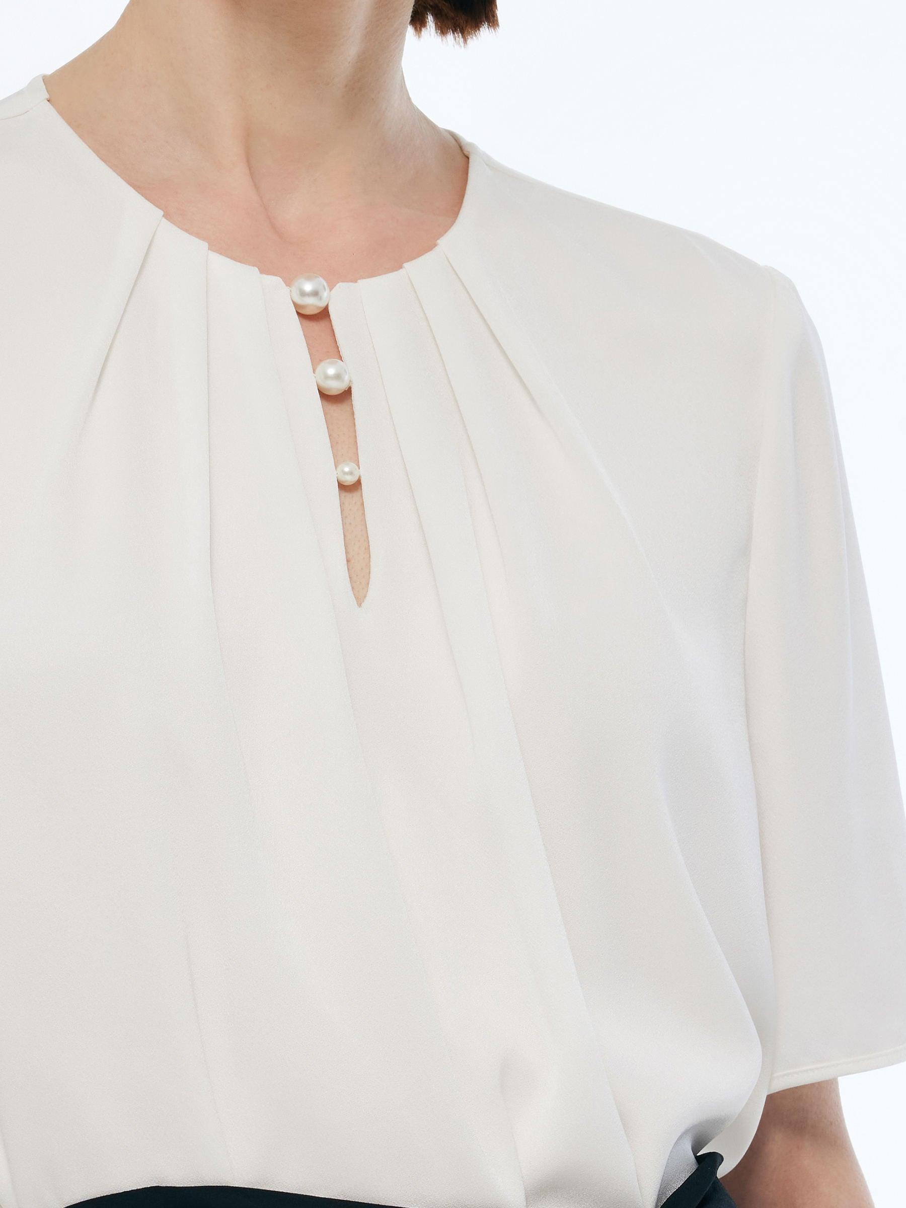 Acetate Blend Women Round Neck Blouse Product Image