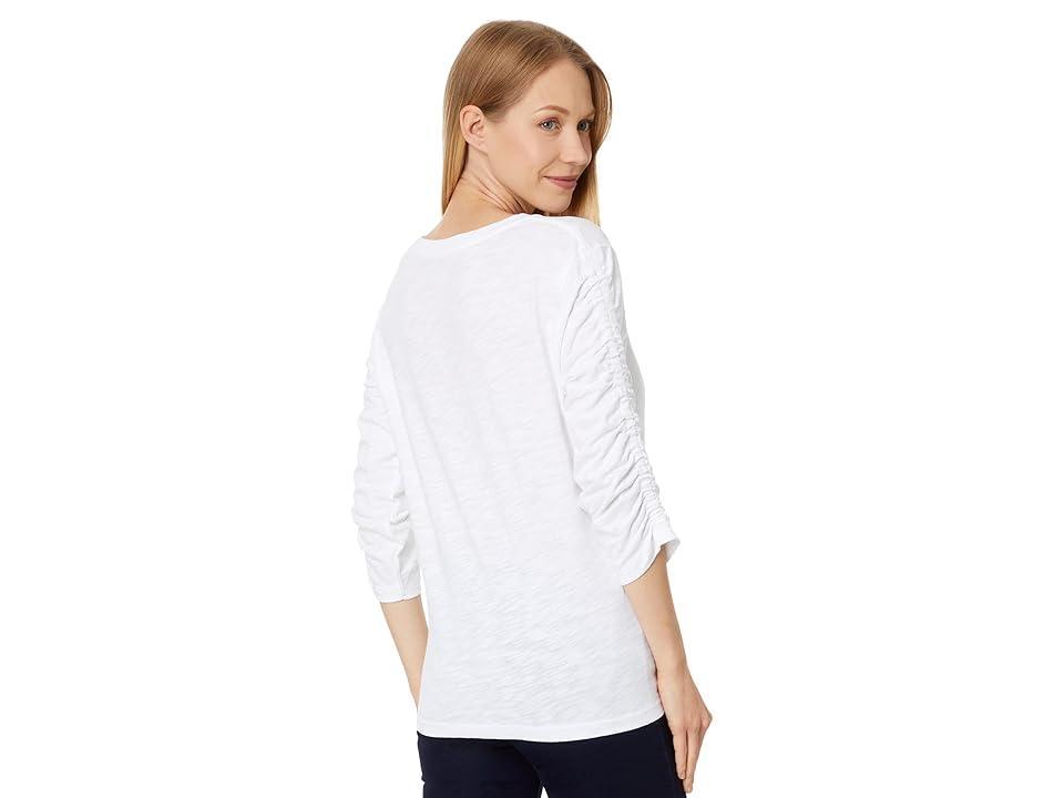 Elliott Lauren Enzyme Wash Jersey, Crew neck , Ruched Sleeve Tee Women's Clothing Product Image