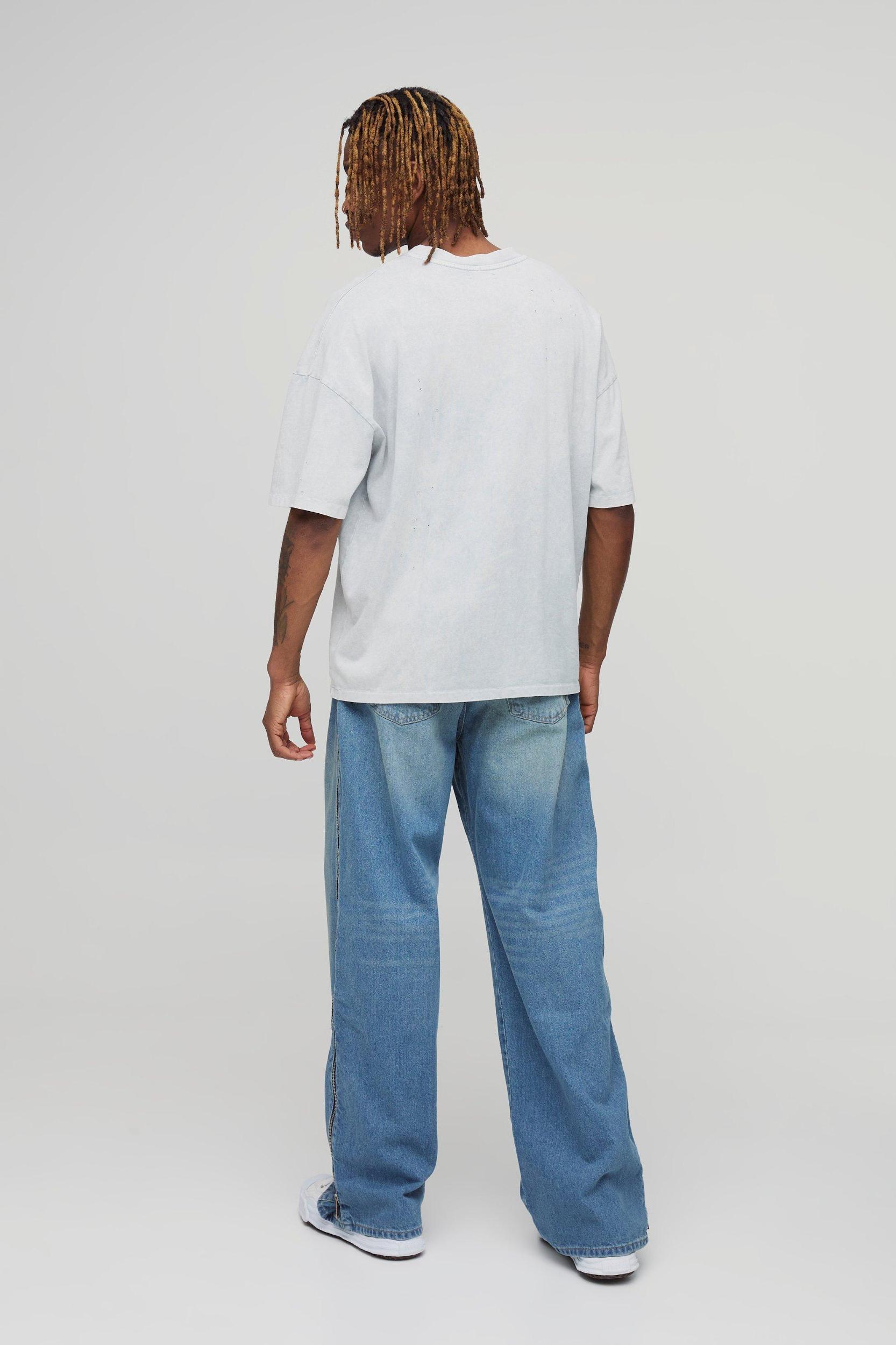 Tall Relaxed Fit Zip Gusset Jeans | boohooMAN USA Product Image