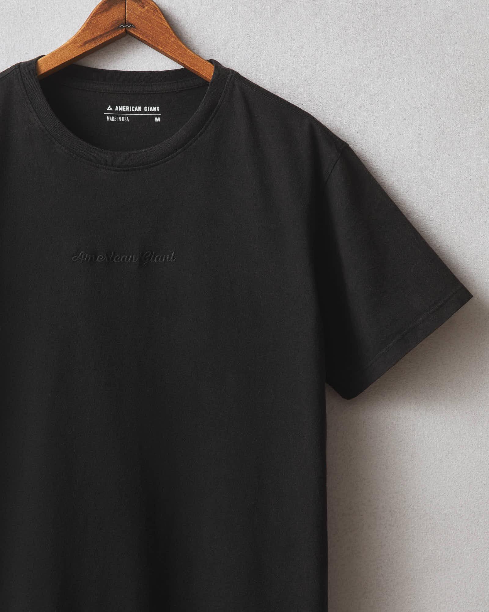 Men's Embroidered Vintage Crew Tee - Black Male Product Image