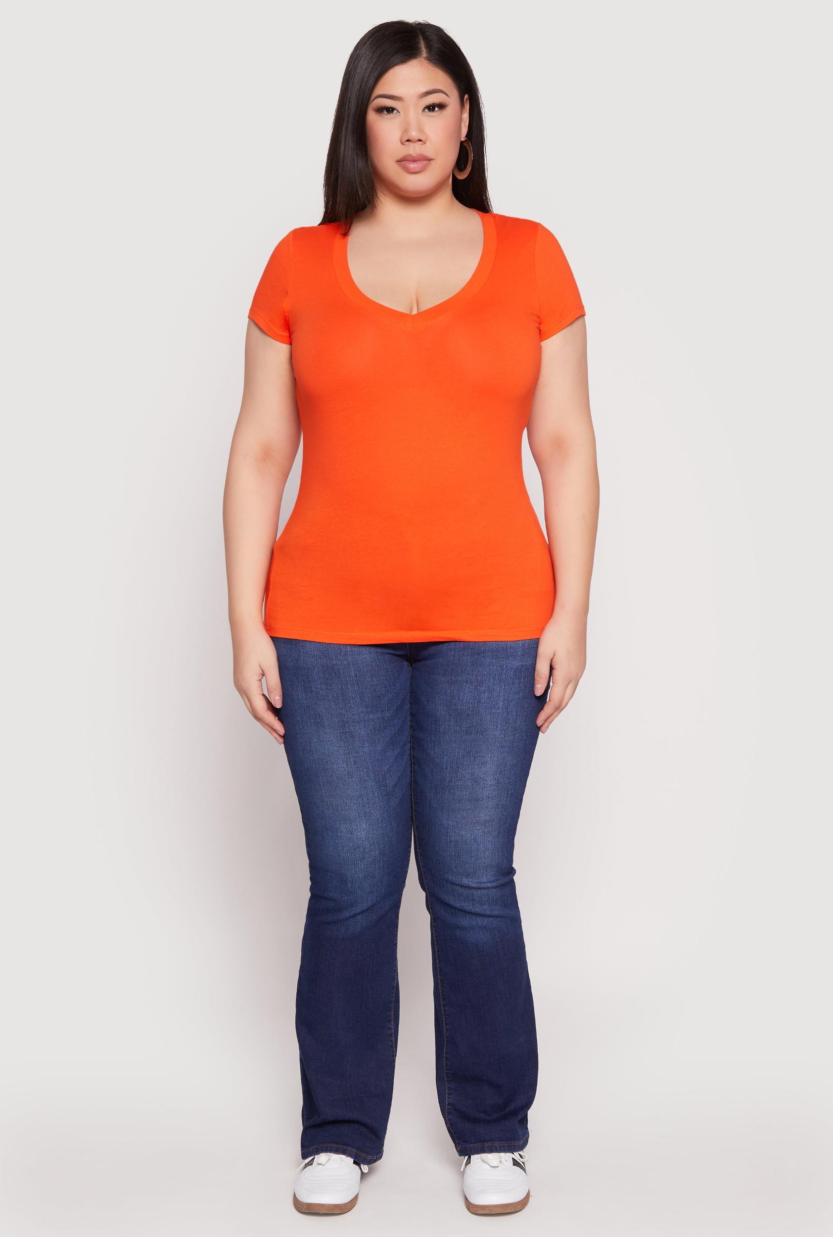 Womens Plus Size Basic V Neck T Shirt Product Image