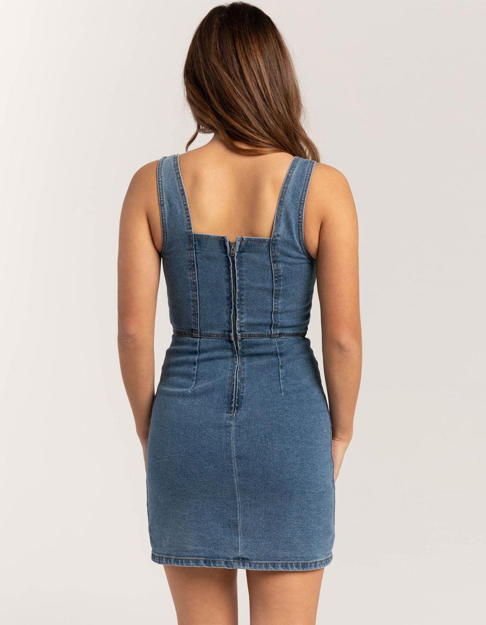 RSQ Womens Square Neck Denim Dress - MEDIUM WASH Product Image