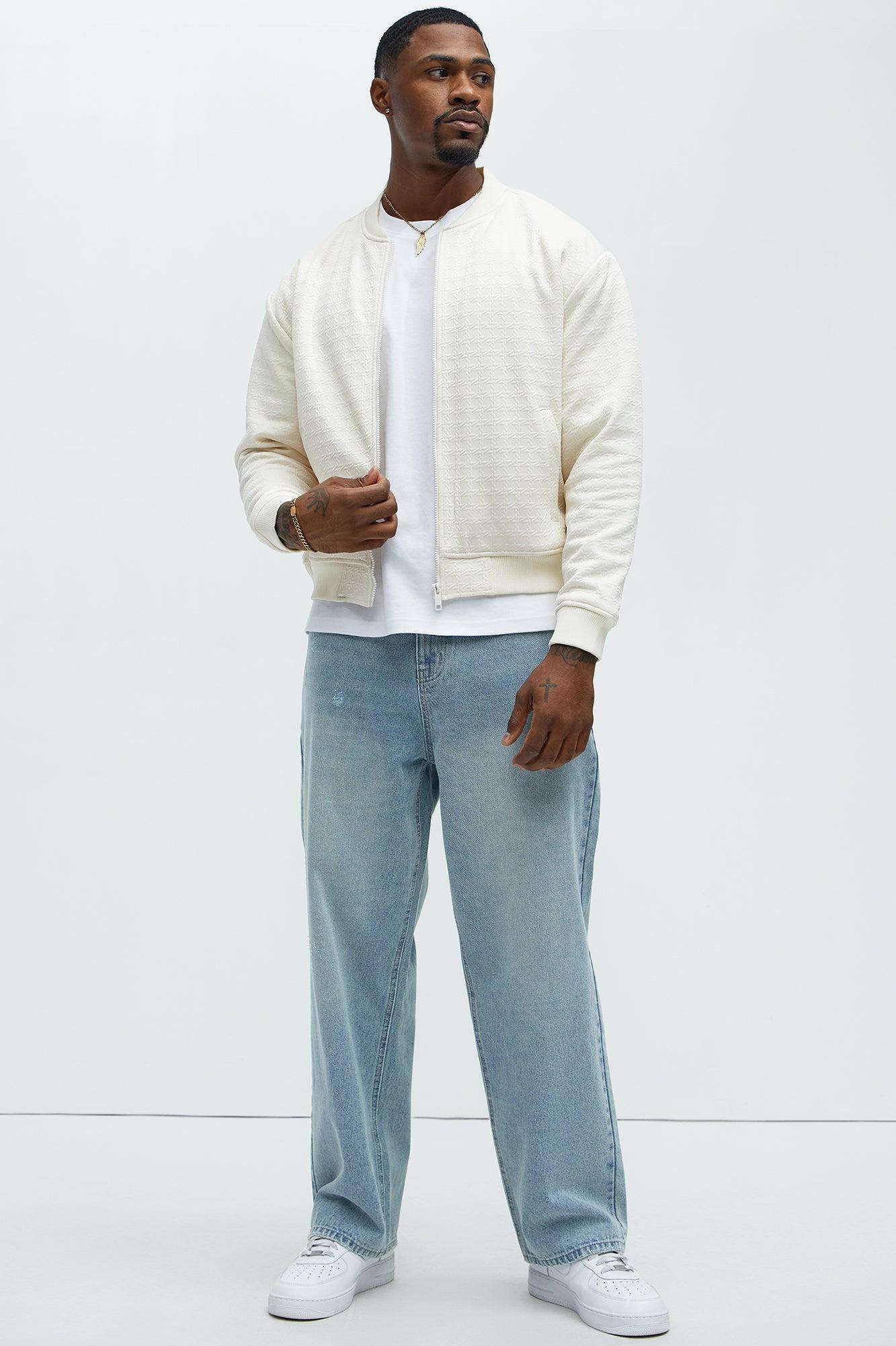 Buck Textured Bomber Jacket - Off White Product Image