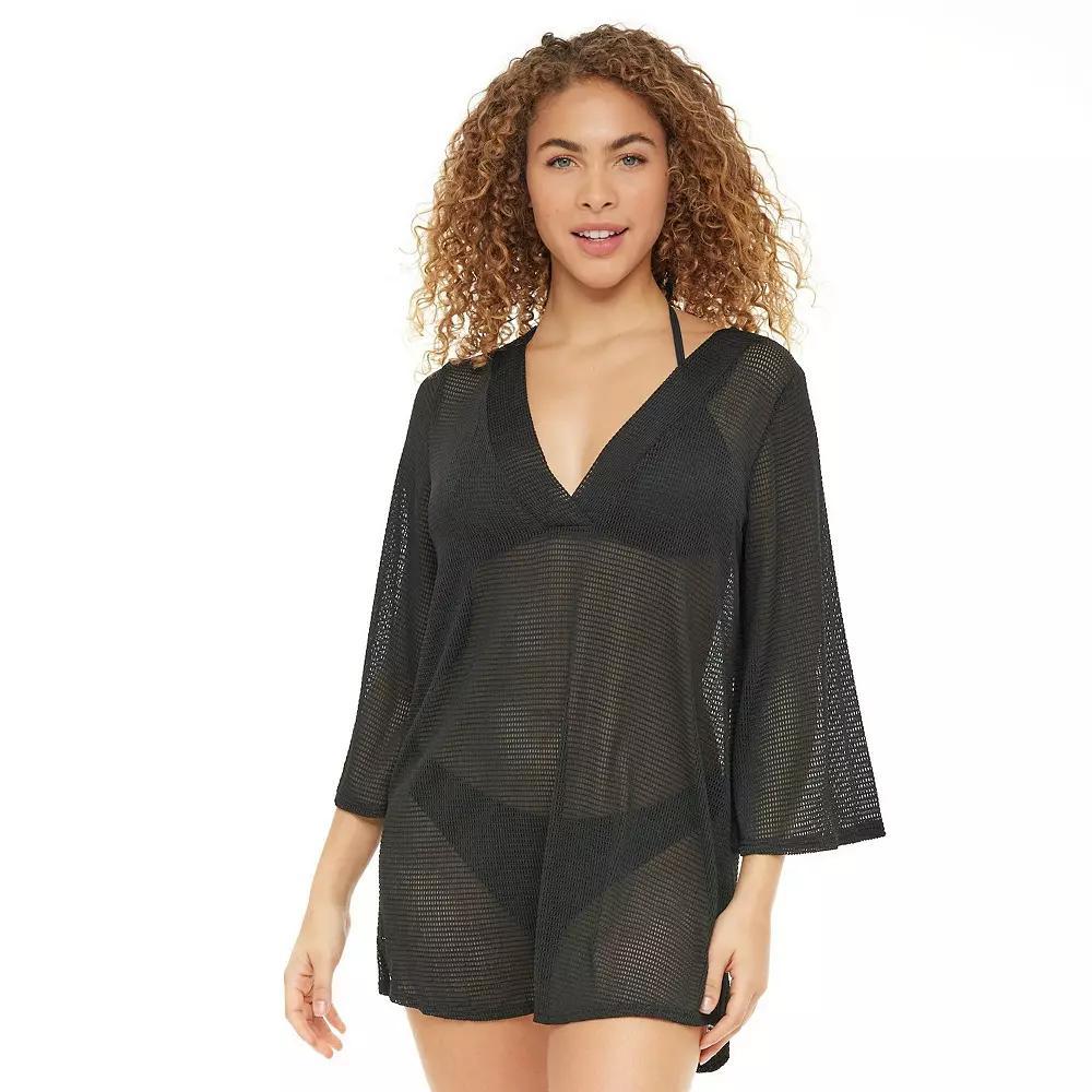 Women's Jordan Taylor Bell-Sleeve Swim Cover-Up Tunic, Size: Large, Black Product Image