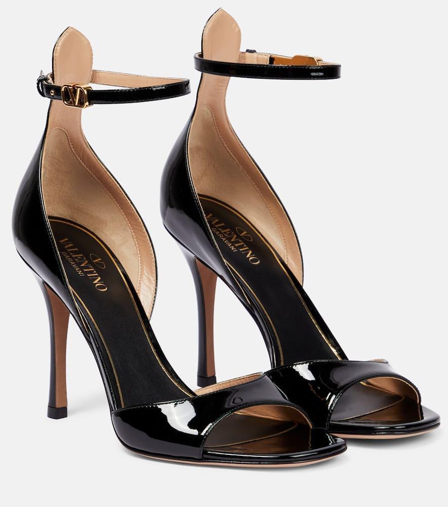 VALENTINO GARAVANI Vlogo Patent Leather Sandals In Black Product Image