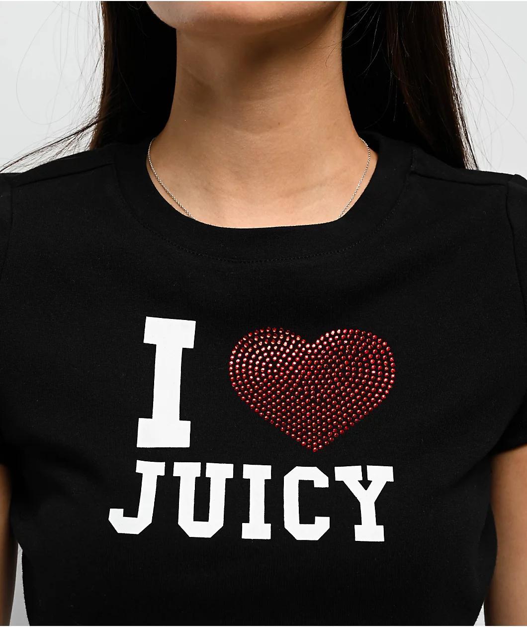 Juicy Couture I Love Juicy Black Crop T-Shirt Product Image