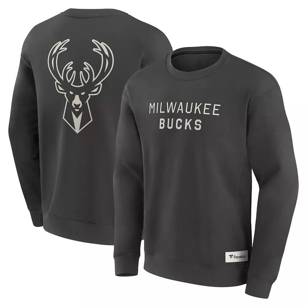 Men's Fanatics Gray Milwaukee Bucks Elements Future Ground Lettering Pullover Sweatshirt, Size: Medium, Grey Product Image