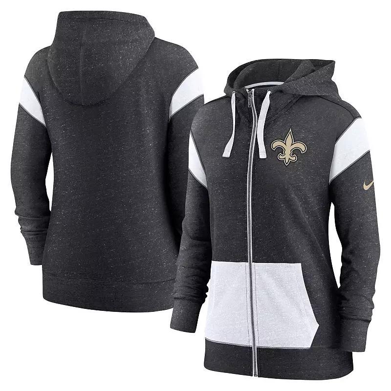 Women's Nike Heather Black/White Baltimore Ravens Monaco Lightweight Full-Zip Hoodie, Size: XS, Charco Product Image