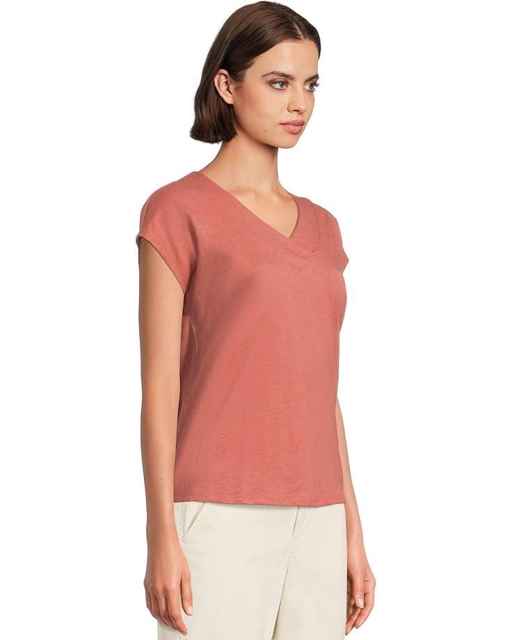 Women's L.L.Bean Organic Cotton V-Neck Cap Sleeve Tee Product Image