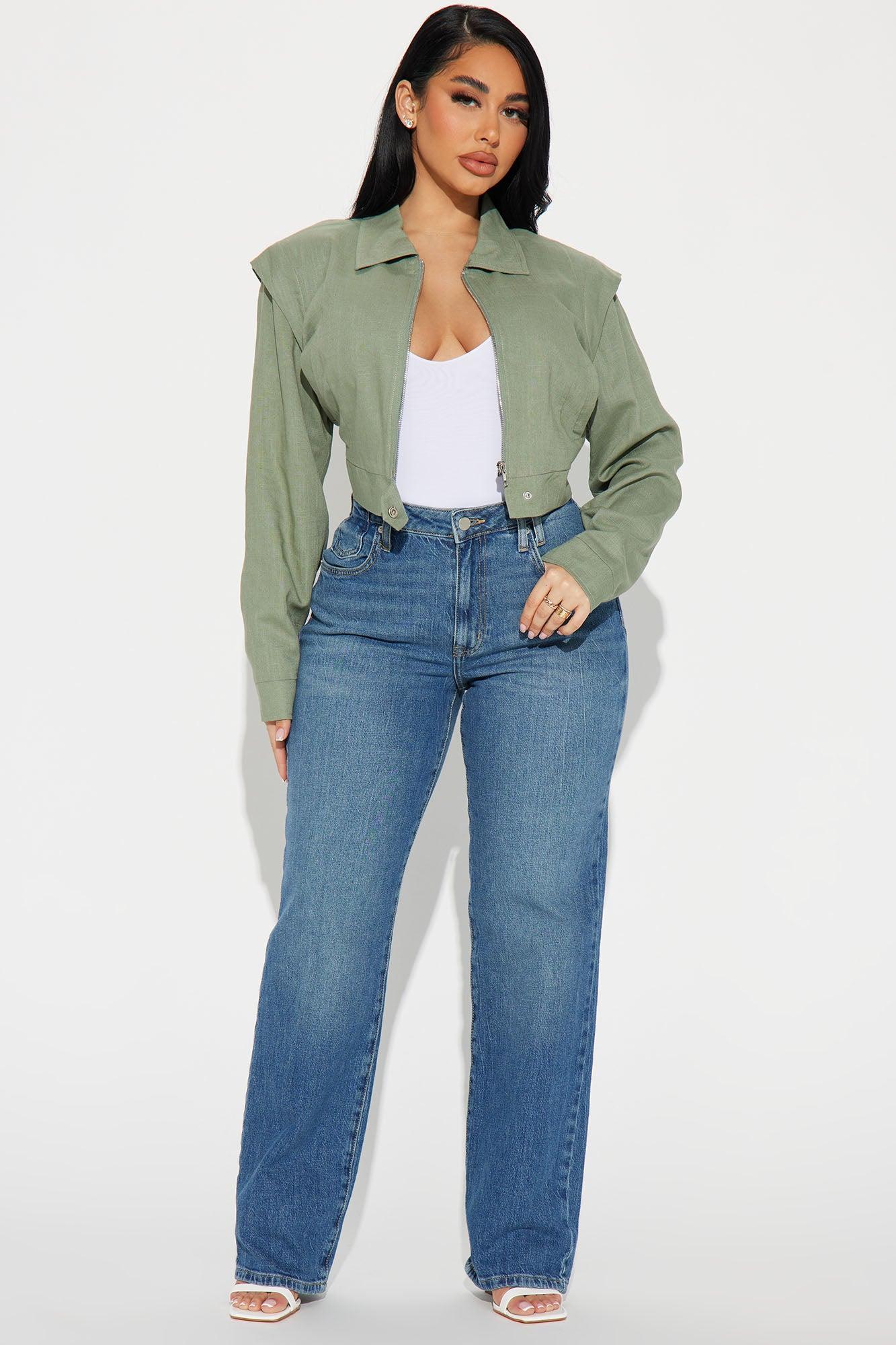 Keep It Light Hearted Linen Jacket - Olive Product Image