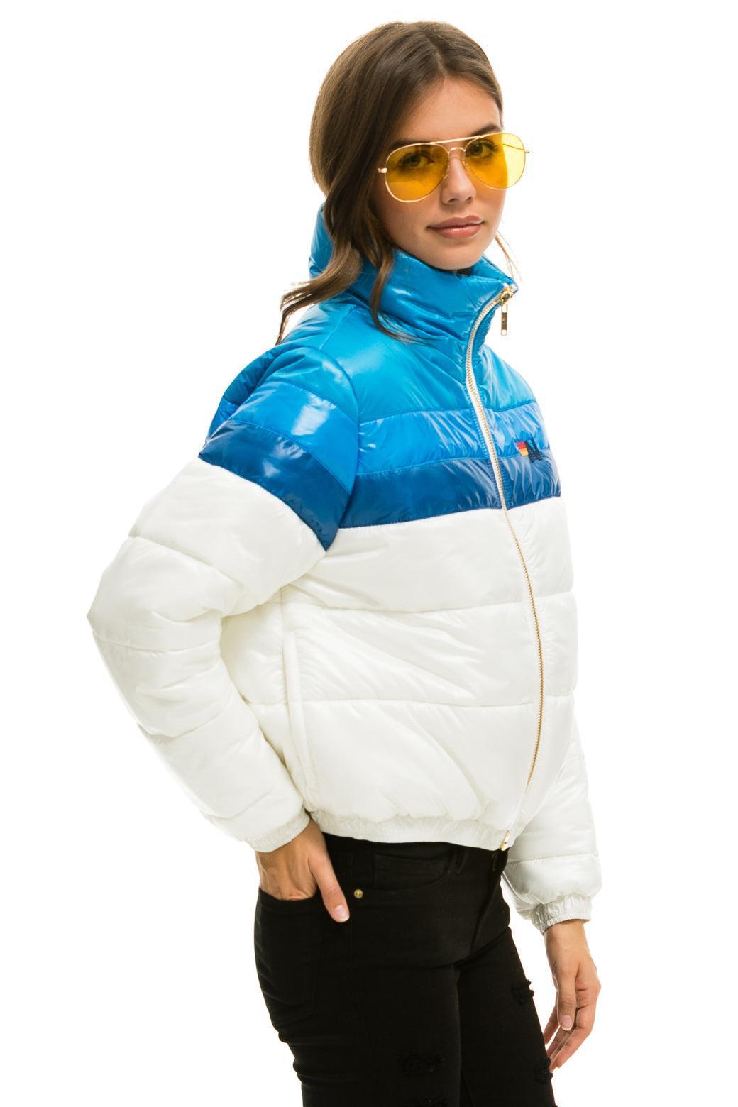 COLOR BLOCK LUXE APRES PUFFER JACKET -  GLOSSY WHITE DRESDEN Female Product Image