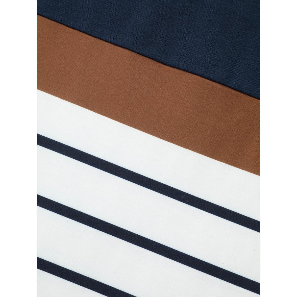 Plus Size Striped Contrast Round Neck Sweatshirt Women Midnight Casual Contrast Loose Round Neck Everyday Sweatshirts BloomChic 26/4X Product Image