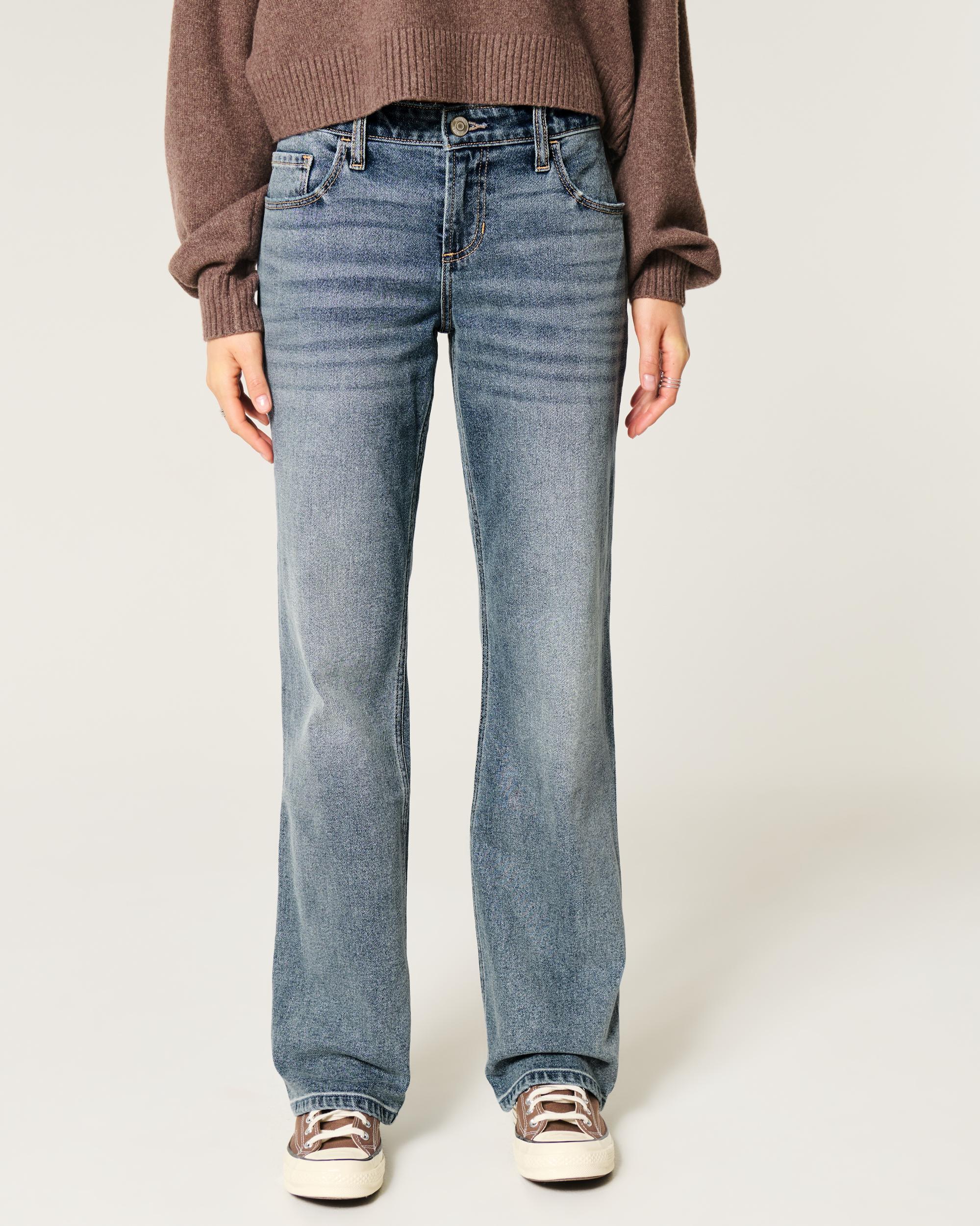 Low-Rise Medium Wash Relaxed Straight Jeans Product Image