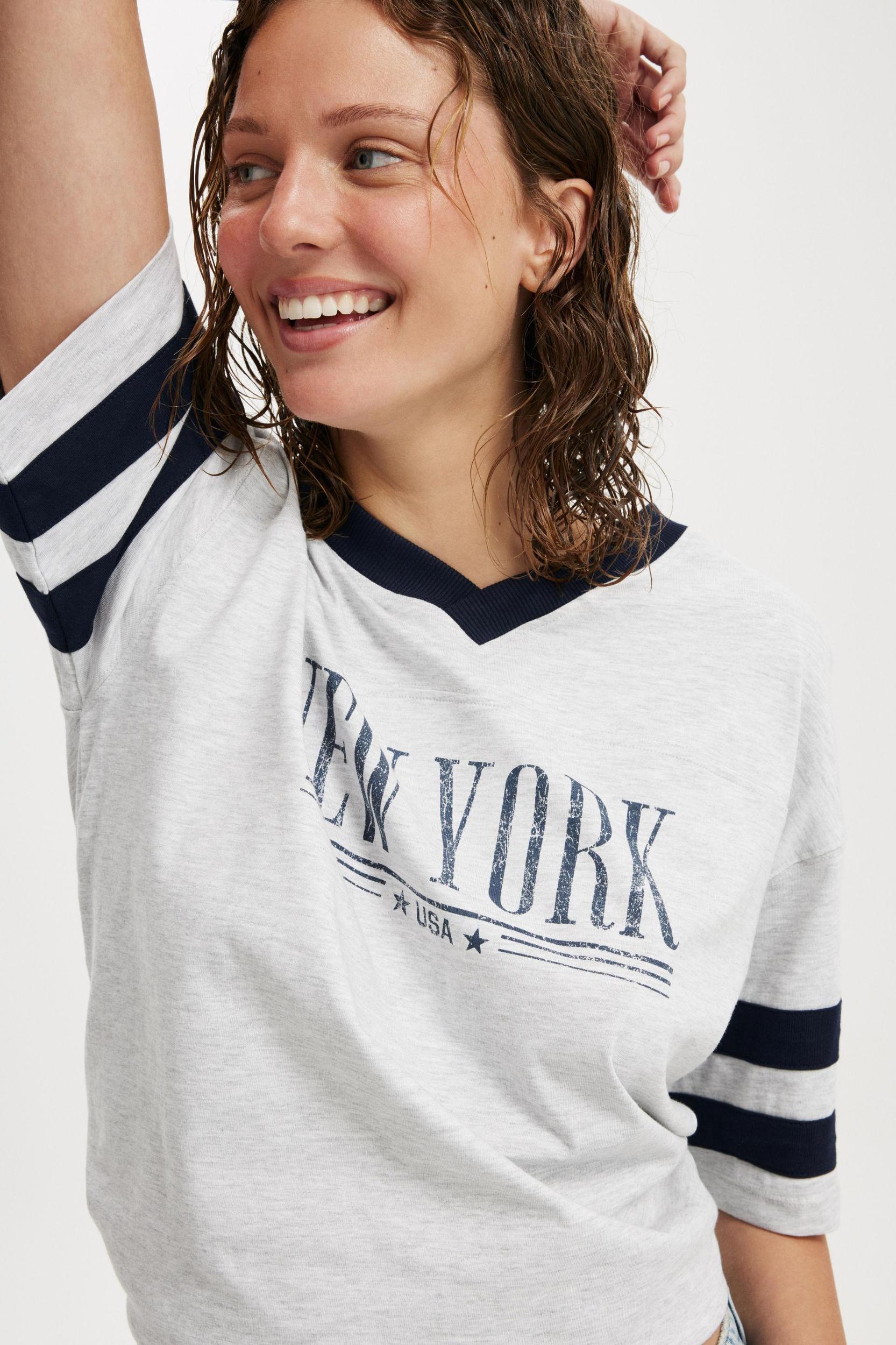 Cotton On Women - V Neck Oversized Graphic Tee - Winter night/ 54 Product Image