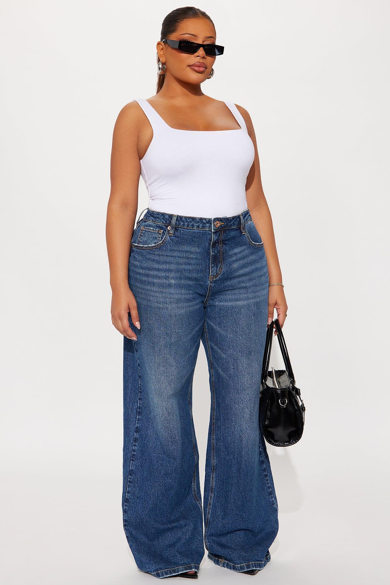 Downtown Wide Leg Denim Jeans - Medium Wash Product Image